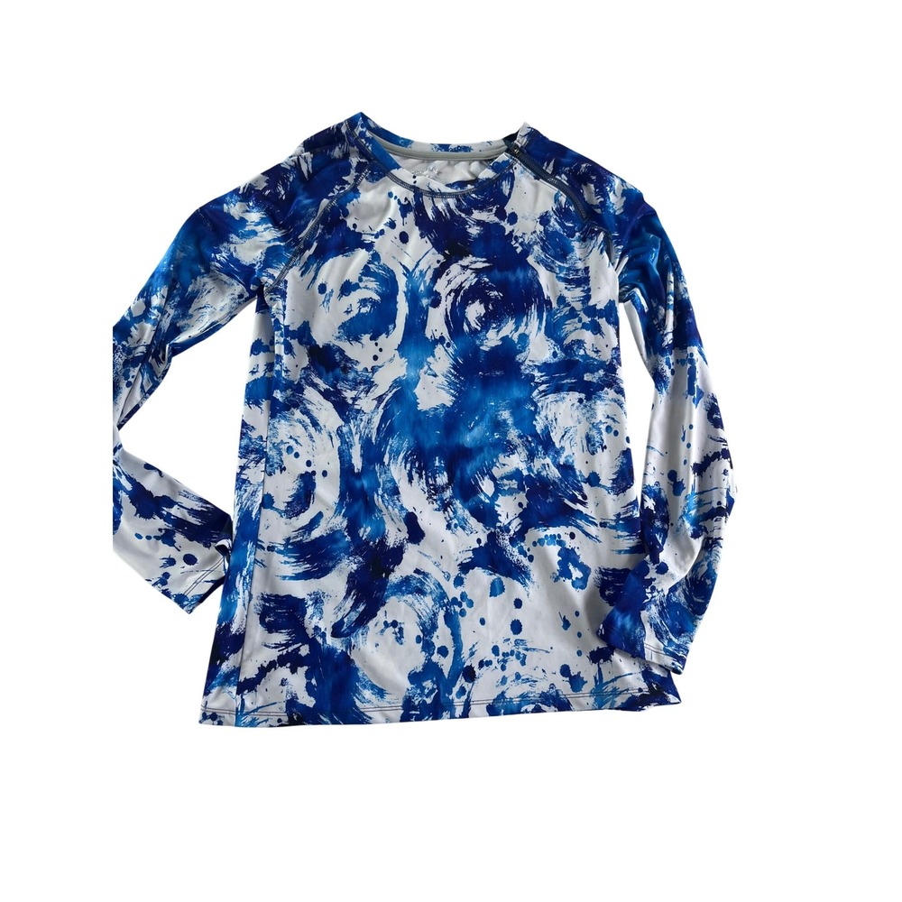 Women's‎ Long Sleeve Athletic Top Blue & White Abstract Print